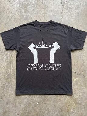 Crystal Castles Mirrored Logo Charcoal black Band T-Shirt